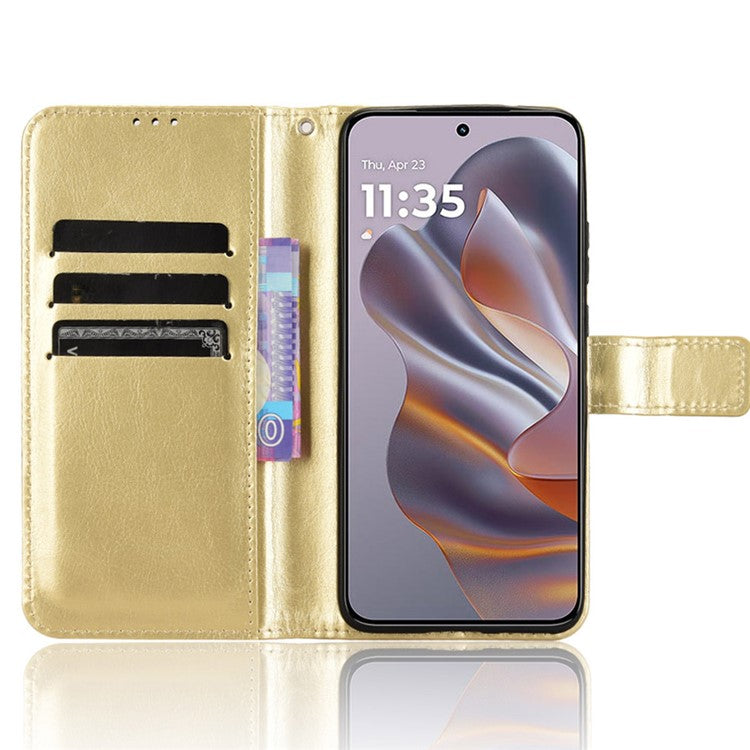 For Motorola Thinkphone 25 5G / Edge 50 Neo 5G / Moto S50 5G Case Crazy Horse Texture PU Leather Phone Wallet Cover - Gold
