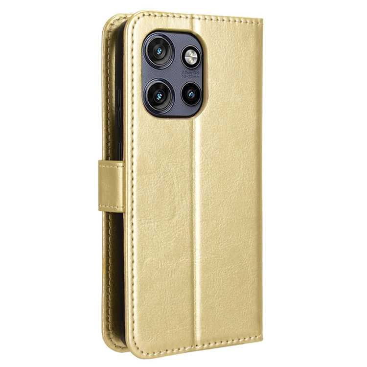 For Motorola Thinkphone 25 5G / Edge 50 Neo 5G / Moto S50 5G Case Crazy Horse Texture PU Leather Phone Wallet Cover - Gold
