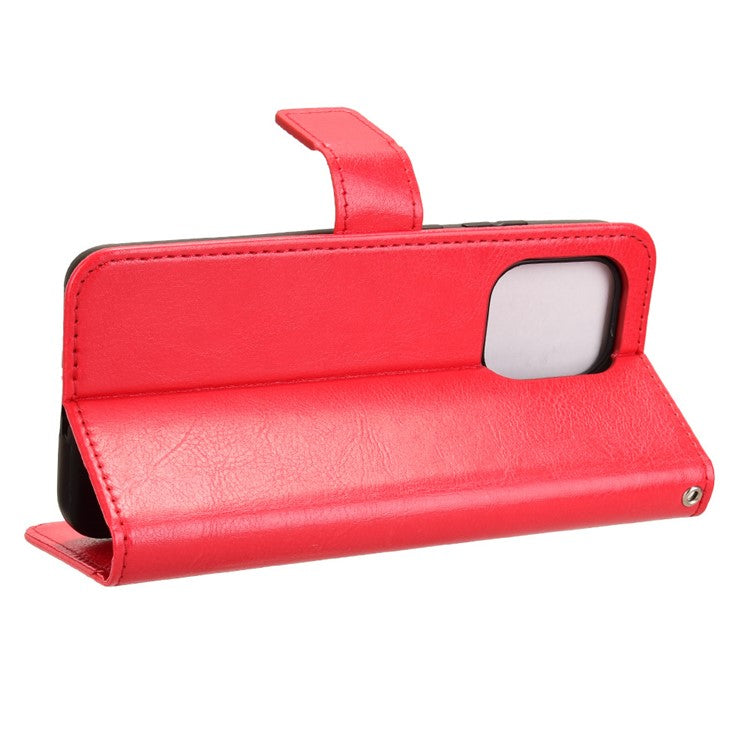 For Motorola Thinkphone 25 5G / Edge 50 Neo 5G / Moto S50 5G Case Crazy Horse Texture PU Leather Phone Wallet Cover - Red