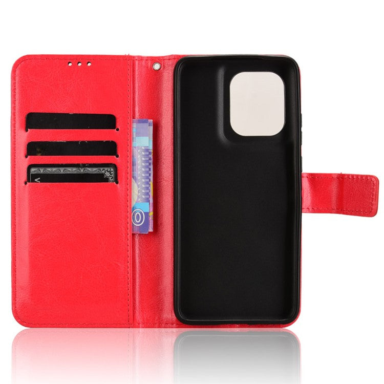 For Motorola Thinkphone 25 5G / Edge 50 Neo 5G / Moto S50 5G Case Crazy Horse Texture PU Leather Phone Wallet Cover - Red
