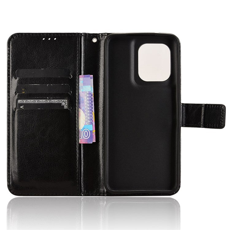 For Motorola Thinkphone 25 5G / Edge 50 Neo 5G / Moto S50 5G Case Crazy Horse Texture PU Leather Phone Wallet Cover - Black