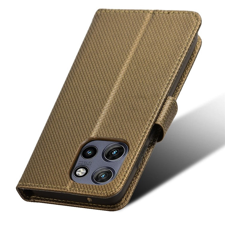 For Motorola Thinkphone 25 5G / Edge 50 Neo 5G / Moto S50 5G Case PU Leather Diamond Texture Wallet Phone Cover - Brown