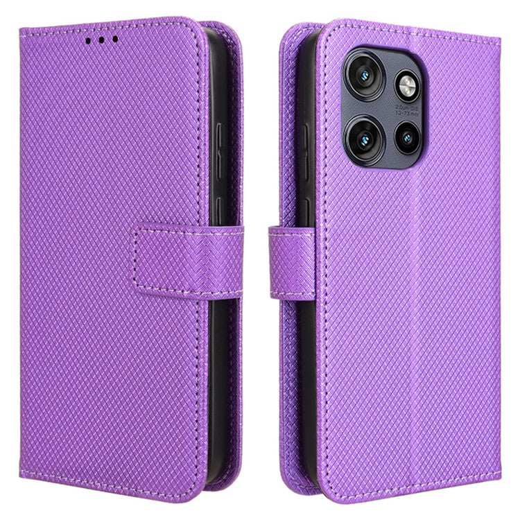 For Motorola Thinkphone 25 5G / Edge 50 Neo 5G / Moto S50 5G Case PU Leather Diamond Texture Wallet Phone Cover - Purple