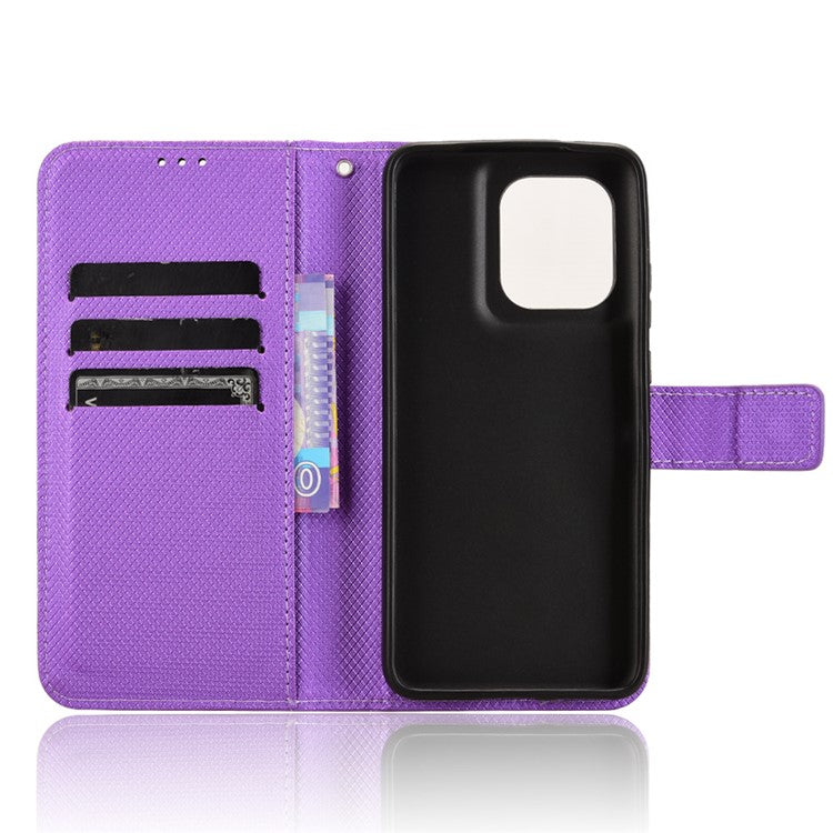 For Motorola Thinkphone 25 5G / Edge 50 Neo 5G / Moto S50 5G Case PU Leather Diamond Texture Wallet Phone Cover - Purple