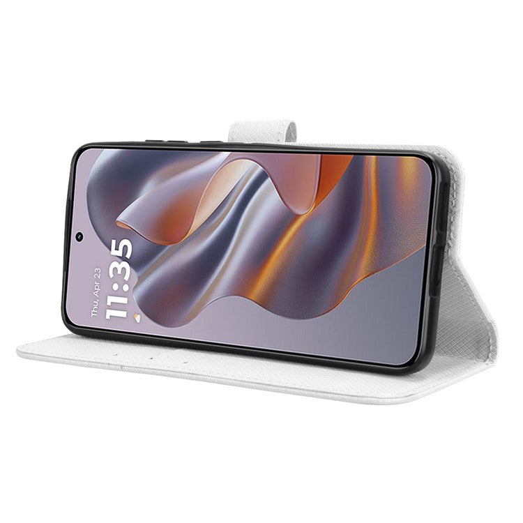 For Motorola Thinkphone 25 5G / Edge 50 Neo 5G / Moto S50 5G Case PU Leather Diamond Texture Wallet Phone Cover - White