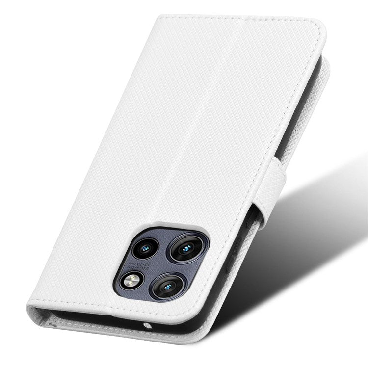 For Motorola Thinkphone 25 5G / Edge 50 Neo 5G / Moto S50 5G Case PU Leather Diamond Texture Wallet Phone Cover - White