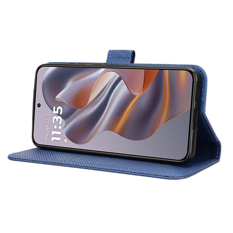 For Motorola Thinkphone 25 5G / Edge 50 Neo 5G / Moto S50 5G Case PU Leather Diamond Texture Wallet Phone Cover - Blue