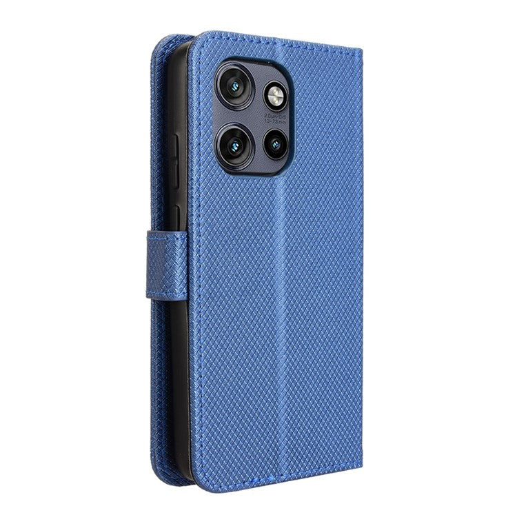 For Motorola Thinkphone 25 5G / Edge 50 Neo 5G / Moto S50 5G Case PU Leather Diamond Texture Wallet Phone Cover - Blue