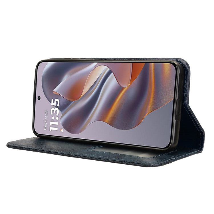 For Motorola Thinkphone 25 5G / Edge 50 Neo 5G / Moto S50 5G Leather Case Wallet Stand Retro Texture Phone Cover - Blue