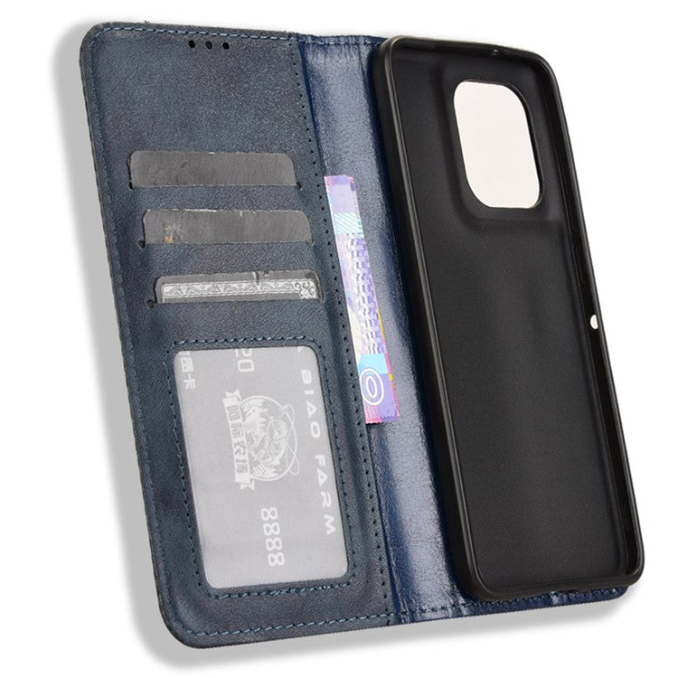 For Motorola Thinkphone 25 5G / Edge 50 Neo 5G / Moto S50 5G Leather Case Wallet Stand Retro Texture Phone Cover - Blue