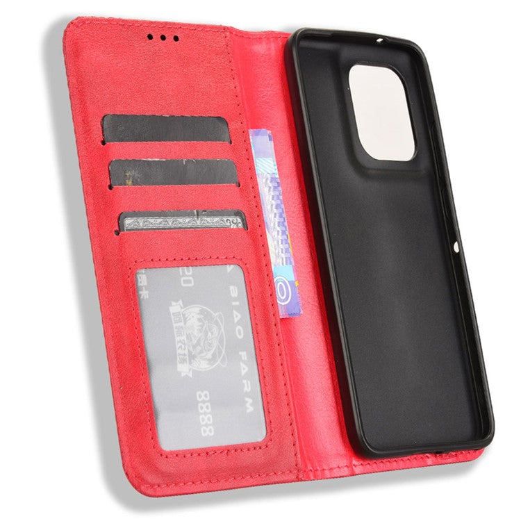 For Motorola Thinkphone 25 5G / Edge 50 Neo 5G / Moto S50 5G Leather Case Wallet Stand Retro Texture Phone Cover - Red