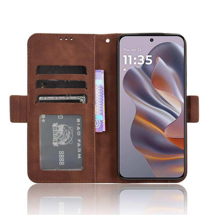 For Motorola Thinkphone 25 5G / Edge 50 Neo 5G / Moto S50 5G Leather Case Phone Wallet Cover with Multiple Card Slots - Brown