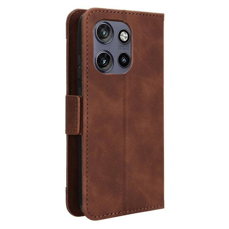 For Motorola Thinkphone 25 5G / Edge 50 Neo 5G / Moto S50 5G Leather Case Phone Wallet Cover with Multiple Card Slots - Brown