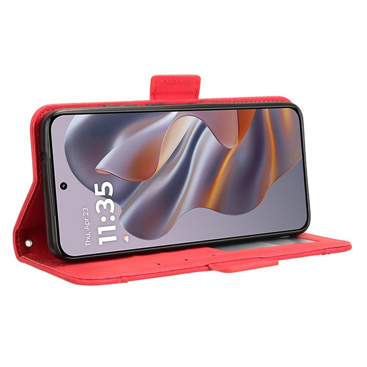 For Motorola Thinkphone 25 5G / Edge 50 Neo 5G / Moto S50 5G Leather Case Phone Wallet Cover with Multiple Card Slots - Red
