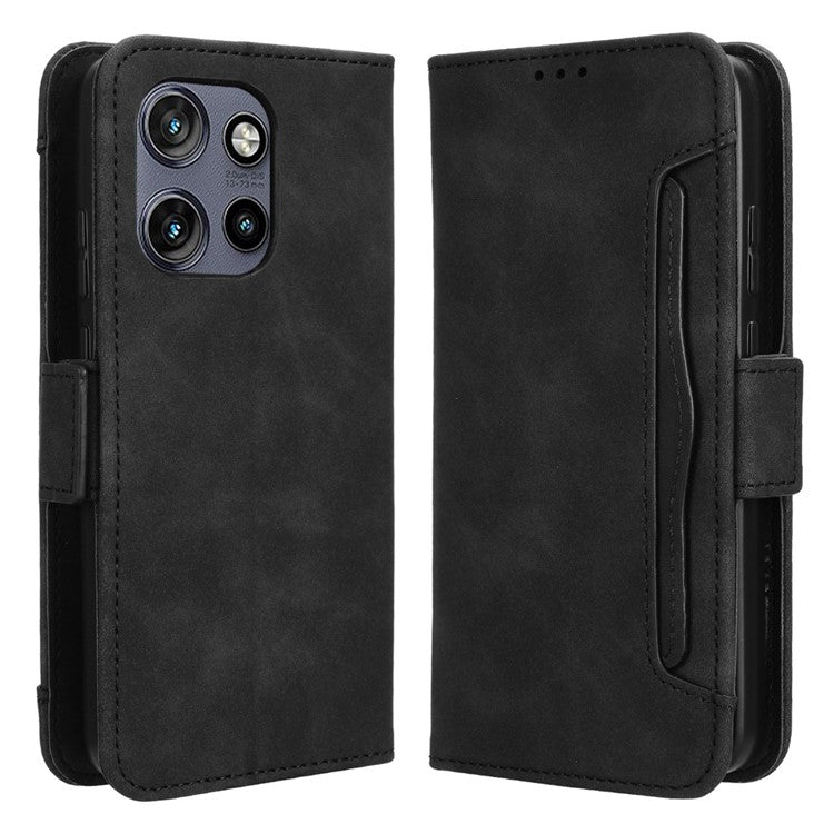 For Motorola Thinkphone 25 5G / Edge 50 Neo 5G / Moto S50 5G Leather Case Phone Wallet Cover with Multiple Card Slots - Black