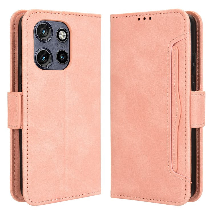 For Motorola Thinkphone 25 5G / Edge 50 Neo 5G / Moto S50 5G Leather Case Phone Wallet Cover with Multiple Card Slots - Pink