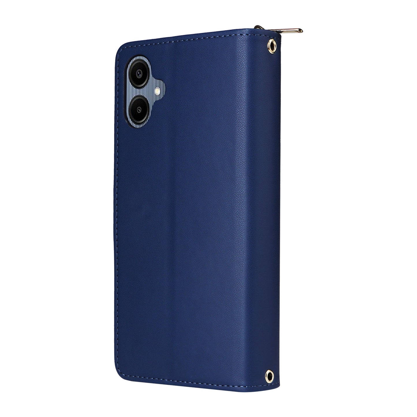 R20 For Samsung Galaxy A06 Case Zipper Pocket PU Leather Cover with 9 Card Slots - Blue