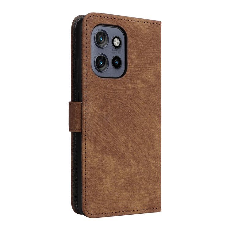 For Motorola Thinkphone 25 5G / Edge 50 Neo 5G / Moto S50 5G Wallet Case RFID Blocking PU Leather Cover Stand View - Brown