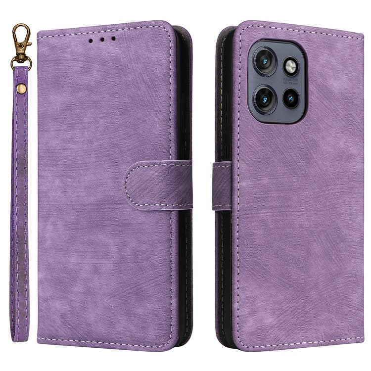 For Motorola Thinkphone 25 5G / Edge 50 Neo 5G / Moto S50 5G Wallet Case RFID Blocking PU Leather Cover Stand View - Purple