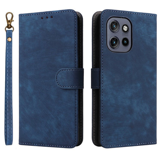 For Motorola Thinkphone 25 5G / Edge 50 Neo 5G / Moto S50 5G Wallet Case RFID Blocking PU Leather Cover Stand View - Blue