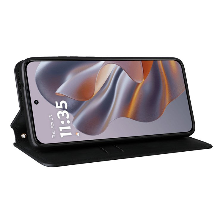 For Motorola Thinkphone 25 5G / Edge 50 Neo 5G / Moto S50 5G Wallet Case Rhombus Imprinted Leather Phone Cover - Black