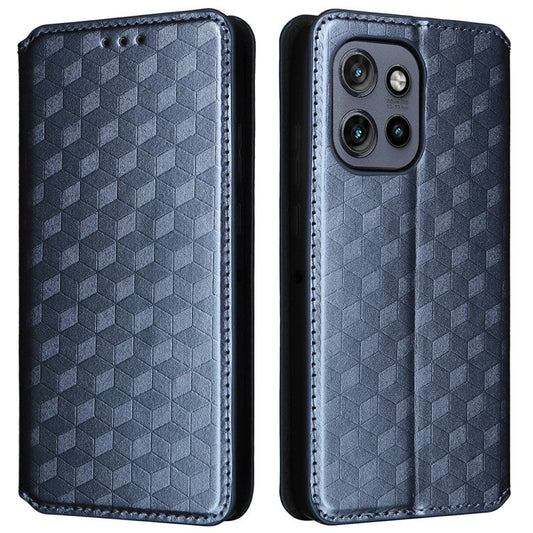 For Motorola Thinkphone 25 5G / Edge 50 Neo 5G / Moto S50 5G Wallet Case Rhombus Imprinted Leather Phone Cover - Blue