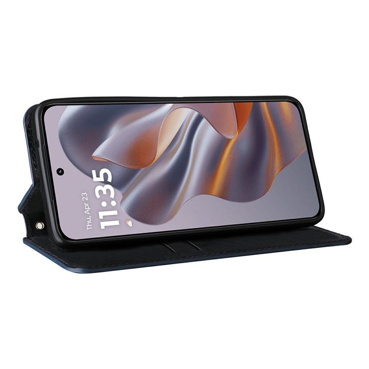 For Motorola Thinkphone 25 5G / Edge 50 Neo 5G / Moto S50 5G Wallet Case Rhombus Imprinted Leather Phone Cover - Blue