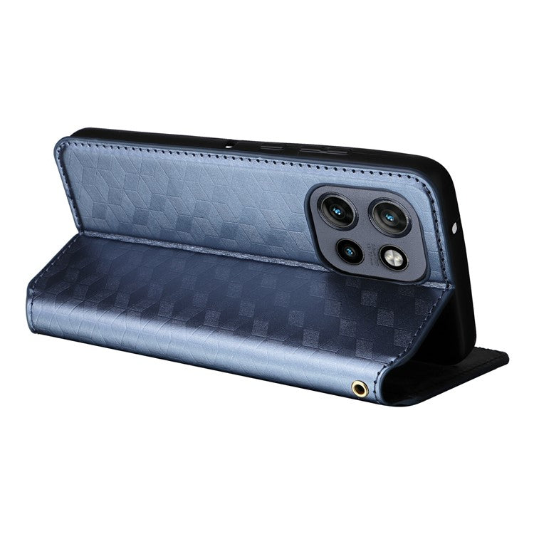 For Motorola Thinkphone 25 5G / Edge 50 Neo 5G / Moto S50 5G Wallet Case Rhombus Imprinted Leather Phone Cover - Blue