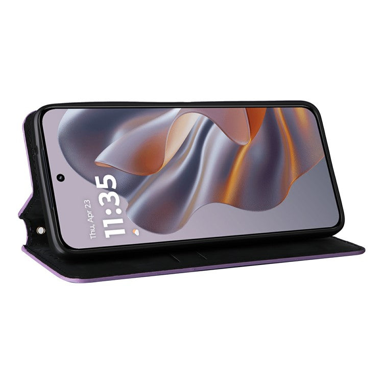 For Motorola Thinkphone 25 5G / Edge 50 Neo 5G / Moto S50 5G Wallet Case Rhombus Imprinted Leather Phone Cover - Purple