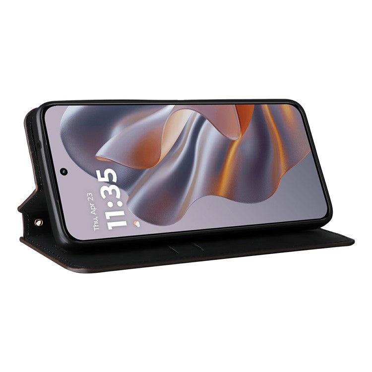 For Motorola Thinkphone 25 5G / Edge 50 Neo 5G / Moto S50 5G Wallet Case Rhombus Imprinted Leather Phone Cover - Brown