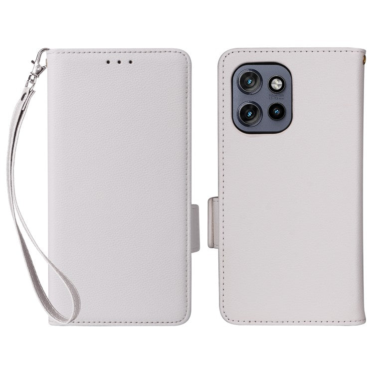 For Motorola Thinkphone 25 5G / Edge 50 Neo 5G / Moto S50 5G Case Litchi Texture PU Leather Wallet Flip Phone Cover - White