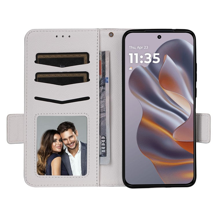 For Motorola Thinkphone 25 5G / Edge 50 Neo 5G / Moto S50 5G Case Litchi Texture PU Leather Wallet Flip Phone Cover - White
