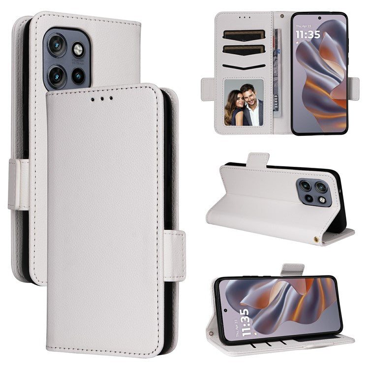 For Motorola Thinkphone 25 5G / Edge 50 Neo 5G / Moto S50 5G Case Litchi Texture PU Leather Wallet Flip Phone Cover - White