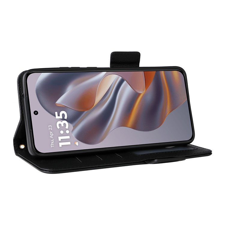 For Motorola Thinkphone 25 5G / Edge 50 Neo 5G / Moto S50 5G Case Litchi Texture PU Leather Wallet Flip Phone Cover - Black