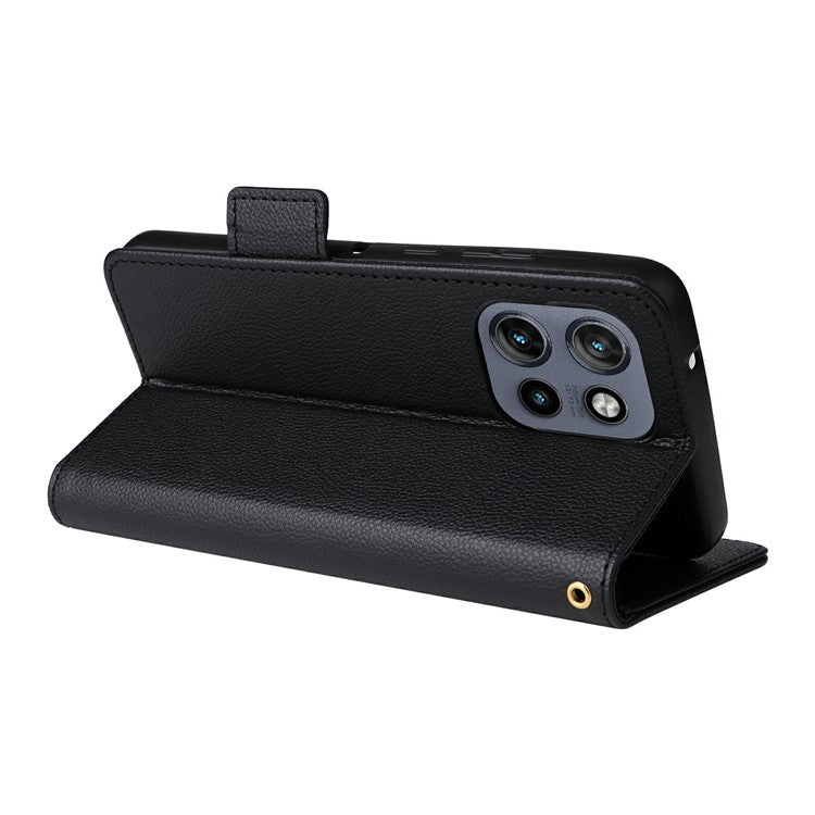 For Motorola Thinkphone 25 5G / Edge 50 Neo 5G / Moto S50 5G Case Litchi Texture PU Leather Wallet Flip Phone Cover - Black