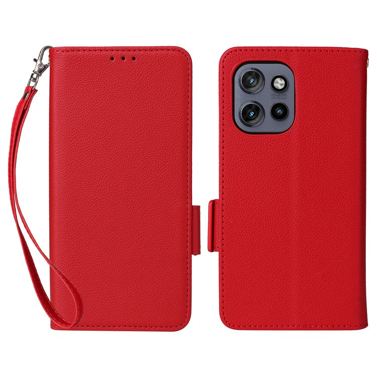For Motorola Thinkphone 25 5G / Edge 50 Neo 5G / Moto S50 5G Case Litchi Texture PU Leather Wallet Flip Phone Cover - Red