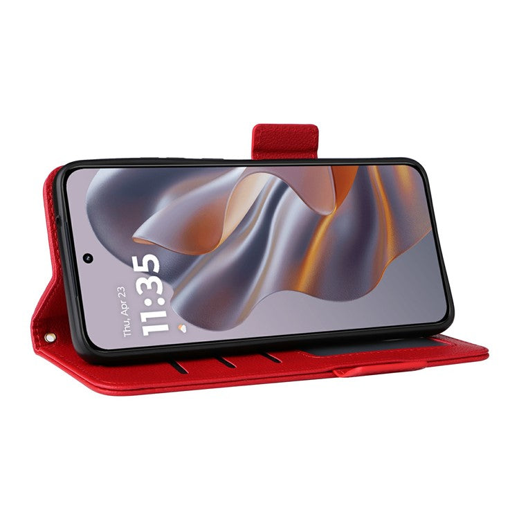 For Motorola Thinkphone 25 5G / Edge 50 Neo 5G / Moto S50 5G Case Litchi Texture PU Leather Wallet Flip Phone Cover - Red