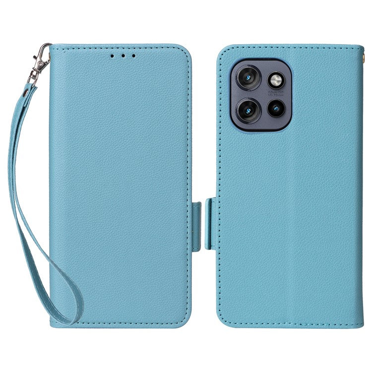 For Motorola Thinkphone 25 5G / Edge 50 Neo 5G / Moto S50 5G Case Litchi Texture PU Leather Wallet Flip Phone Cover - Baby Blue