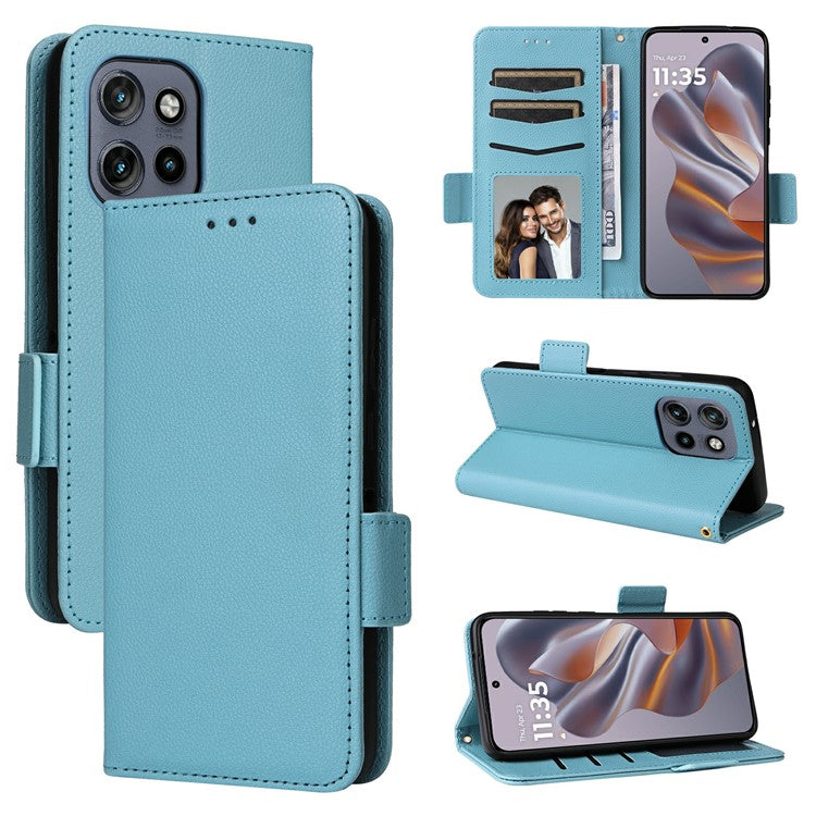 For Motorola Thinkphone 25 5G / Edge 50 Neo 5G / Moto S50 5G Case Litchi Texture PU Leather Wallet Flip Phone Cover - Baby Blue