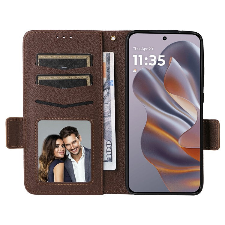 For Motorola Thinkphone 25 5G / Edge 50 Neo 5G / Moto S50 5G Case Litchi Texture PU Leather Wallet Flip Phone Cover - Brown