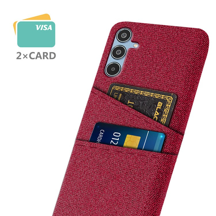 For Samsung Galaxy M35 5G Case Cloth + Hard PC Phone Cover with Dual Card Slots - Red
