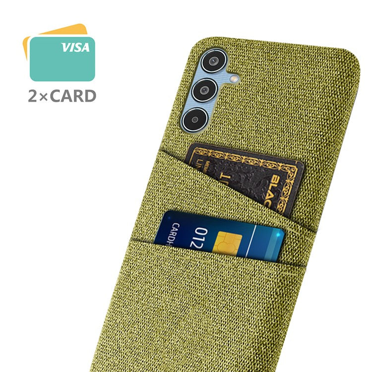 For Samsung Galaxy M35 5G Case Cloth + Hard PC Phone Cover with Dual Card Slots - Yellow