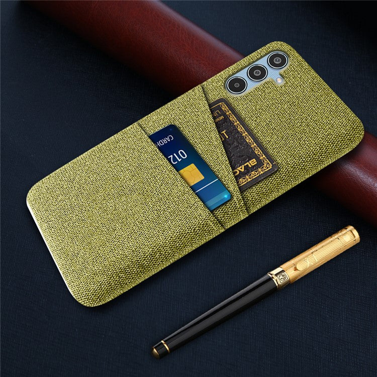 For Samsung Galaxy M35 5G Case Cloth + Hard PC Phone Cover with Dual Card Slots - Yellow