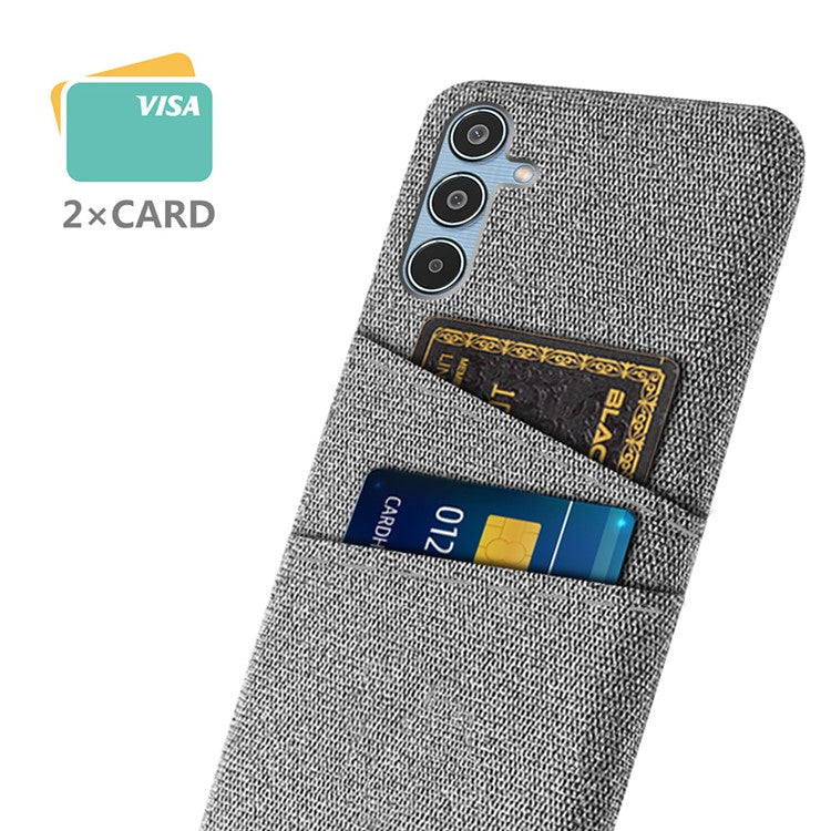For Samsung Galaxy M35 5G Case Cloth + Hard PC Phone Cover with Dual Card Slots - Light Grey