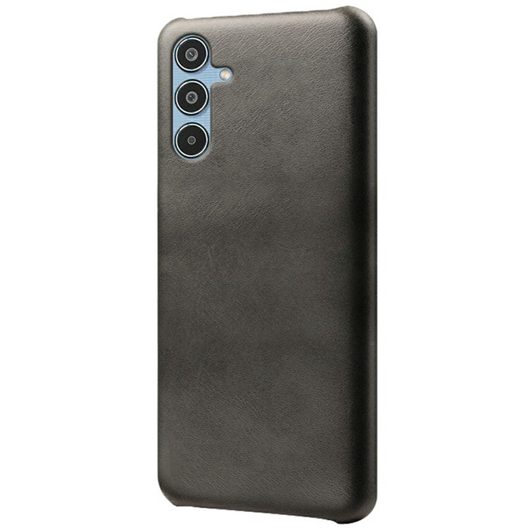 For Samsung Galaxy M35 5G Case Calf Texture PU Leather Hard PC Protective Phone Cover - Black
