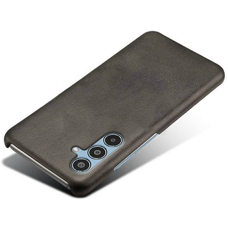 For Samsung Galaxy M35 5G Case Calf Texture PU Leather Hard PC Protective Phone Cover - Black