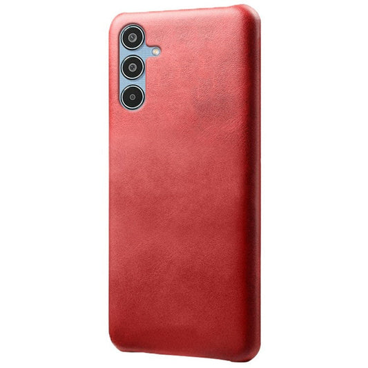 For Samsung Galaxy M35 5G Case Calf Texture PU Leather Hard PC Protective Phone Cover - Red