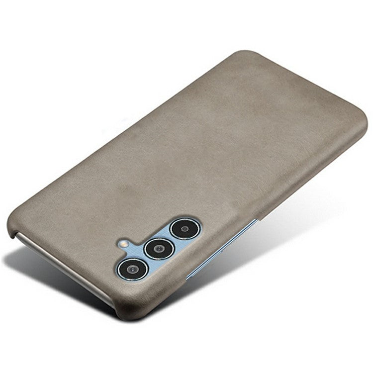 For Samsung Galaxy M35 5G Case Calf Texture PU Leather Hard PC Protective Phone Cover - Grey