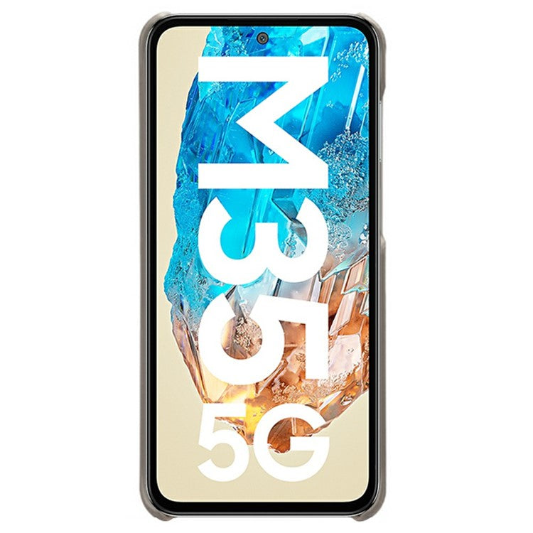 For Samsung Galaxy M35 5G Case Calf Texture PU Leather Hard PC Protective Phone Cover - Grey