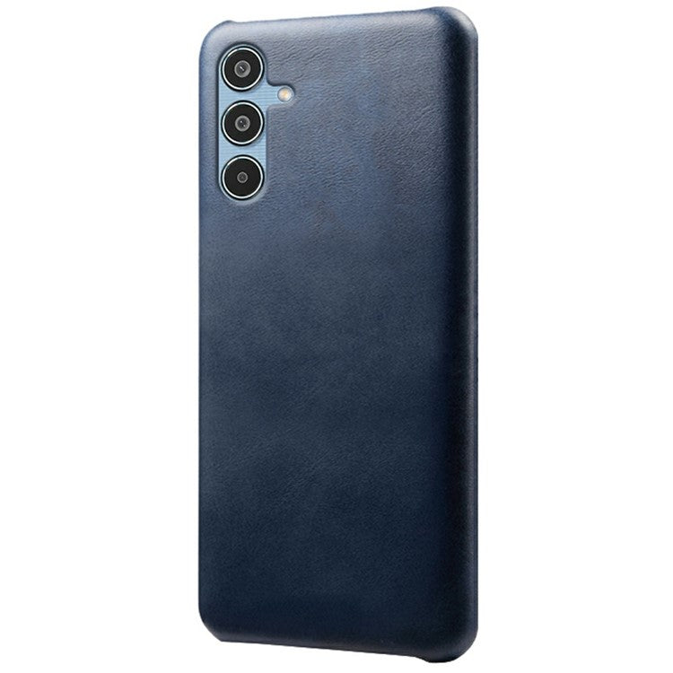 For Samsung Galaxy M35 5G Case Calf Texture PU Leather Hard PC Protective Phone Cover - Blue